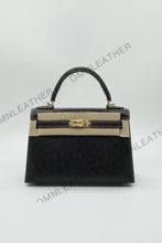 Load image into Gallery viewer, Verona 22 Kelly Style Ostrich Leather Light Ebony Color Gold Hardware
