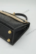 Load image into Gallery viewer, Verona 22 Kelly Style Ostrich Leather Light Ebony Color Gold Hardware
