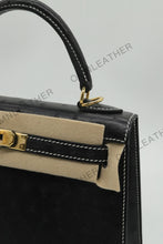 Load image into Gallery viewer, Verona 22 Kelly Style Ostrich Leather Light Ebony Color Gold Hardware
