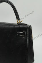 Load image into Gallery viewer, Verona 22 Kelly Style Ostrich Leather Light Ebony Color Gold Hardware
