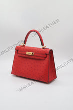 Load image into Gallery viewer, Verona 22 Kelly Style Ostrich Leather Red Color Gold Hardware
