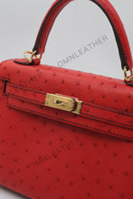 Load image into Gallery viewer, Verona 22 Kelly Style Ostrich Leather Red Color Gold Hardware
