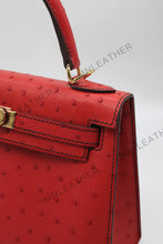 Load image into Gallery viewer, Verona 22 Kelly Style Ostrich Leather Red Color Gold Hardware
