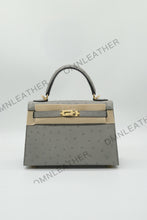 Load image into Gallery viewer, Verona 22 Kelly Style Ostrich Leather Light Grey Color Gold Hardware
