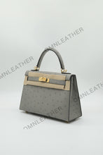 Load image into Gallery viewer, Verona 22 Kelly Style Ostrich Leather Grey Color Gold Hardware
