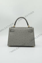 Load image into Gallery viewer, Verona 22 Kelly Style Ostrich Leather Grey Color Gold Hardware
