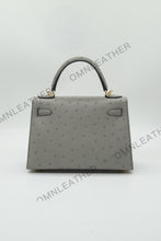 Load image into Gallery viewer, Verona 22 Kelly Style Ostrich Leather Grey Color Gold Hardware
