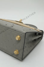 Load image into Gallery viewer, Verona 22 Kelly Style Ostrich Leather Grey Color Gold Hardware
