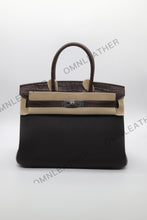 Load image into Gallery viewer, London 30 Birkin Style Touch Leather Ebony Color Silver Hardware
