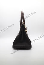 Load image into Gallery viewer, London 30 Birkin Style Touch Leather Ebony Color Silver Hardware
