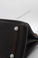 Load image into Gallery viewer, London 30 Birkin Style Touch Leather Ebony Color Silver Hardware
