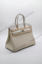 Load image into Gallery viewer, London 30 Birkin Style Touch Leather Beige Color Himalaya Silver Hardware

