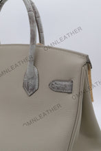 Load image into Gallery viewer, London 30 Birkin Style Touch Leather Beige Color Himalaya Silver Hardware
