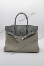 Load image into Gallery viewer, London 30 Birkin Style Touch Leather Grey Color Silver Hardware
