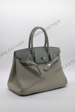 Load image into Gallery viewer, London 30 Birkin Style Touch Leather Grey Color Silver Hardware

