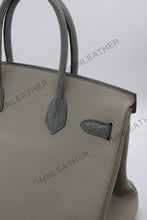 Load image into Gallery viewer, London 30 Birkin Style Touch Leather Grey Color Silver Hardware

