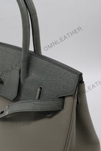 Load image into Gallery viewer, London 30 Birkin Style Touch Leather Grey Color Silver Hardware
