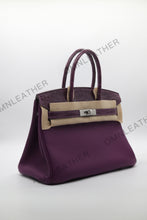 Load image into Gallery viewer, London 30 Birkin Style Touch Leather Purple Color Silver Hardware
