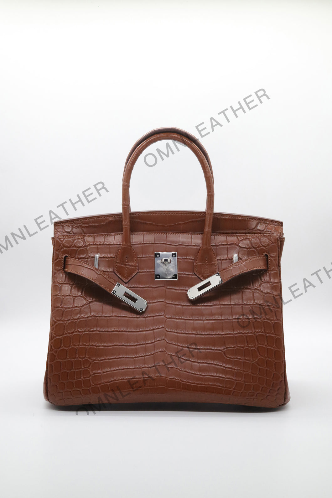 London 30 Birkin Style Nile Croc Leather Opaque Brown Color Silver Hardware