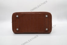 Load image into Gallery viewer, London 30 Birkin Style Nile Croc Leather Opaque Brown Color Silver Hardware
