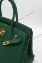 Load image into Gallery viewer, London 30 Birkin Style Togo Leather Green Color Gold Hardware
