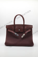 Load image into Gallery viewer, London 30 Birkin Style Touch Leather Burgundy Color Silver Hardware
