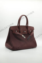 Load image into Gallery viewer, London 30 Birkin Style Touch Leather Burgundy Color Silver Hardware
