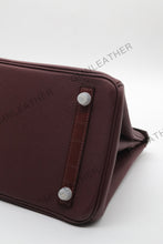 Load image into Gallery viewer, London 30 Birkin Style Touch Leather Burgundy Color Silver Hardware
