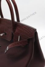 Load image into Gallery viewer, London 30 Birkin Style Touch Leather Burgundy Color Silver Hardware
