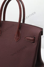 Load image into Gallery viewer, London 30 Birkin Style Touch Leather Burgundy Color Silver Hardware
