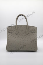 Load image into Gallery viewer, London 30 Birkin Style Ostrich Leather Grey Color Silver Hardware
