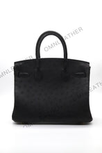 Load image into Gallery viewer, London 30 Birkin Style Ostrich Leather Black Color Gold Hardware
