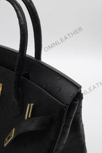 Load image into Gallery viewer, London 30 Birkin Style Ostrich Leather Black Color Gold Hardware
