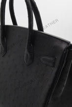 Load image into Gallery viewer, London 30 Birkin Style Ostrich Leather Black Color Gold Hardware
