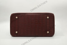 Load image into Gallery viewer, London 35 Birkin Style HCP Saltwater Croc Leather Opaque Burgundy Color Gold Hardware
