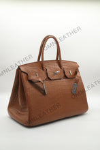Load image into Gallery viewer, London 35 Birkin Style Saltwater Croc Leather Opaque Brown Color Silver Hardware
