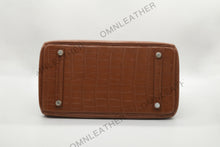 Load image into Gallery viewer, London 35 Birkin Style Saltwater Croc Leather Opaque Brown Color Silver Hardware
