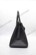 Load image into Gallery viewer, London 35 Birkin Style HCP Saltwater Croc Leather Opaque Graphite Grey Color Silver Hardware
