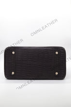 Load image into Gallery viewer, London 35 Birkin Style HCP Saltwater Croc Leather Opaque Ebony Color Gold Hardware
